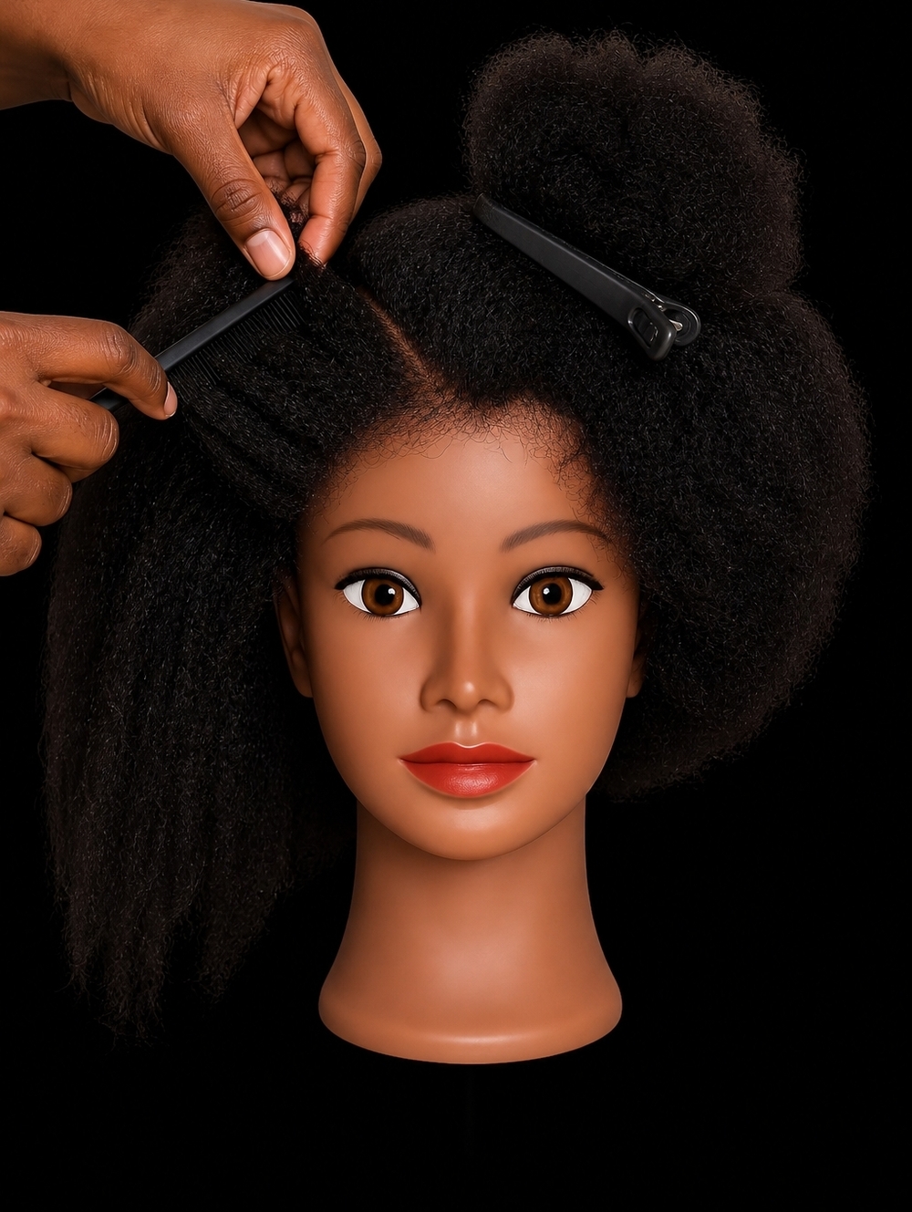 Classic Black Afro Wig mannequin head  - Unbranded